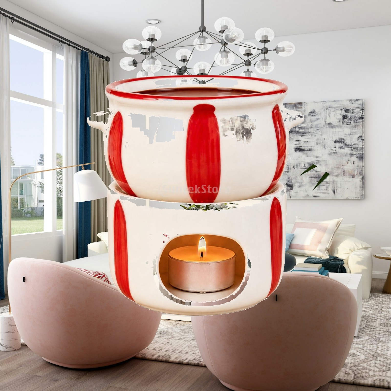 Fondue Pot Ceramic - Ceramic Chocolate Fondue Melting Pot Hand-Painted