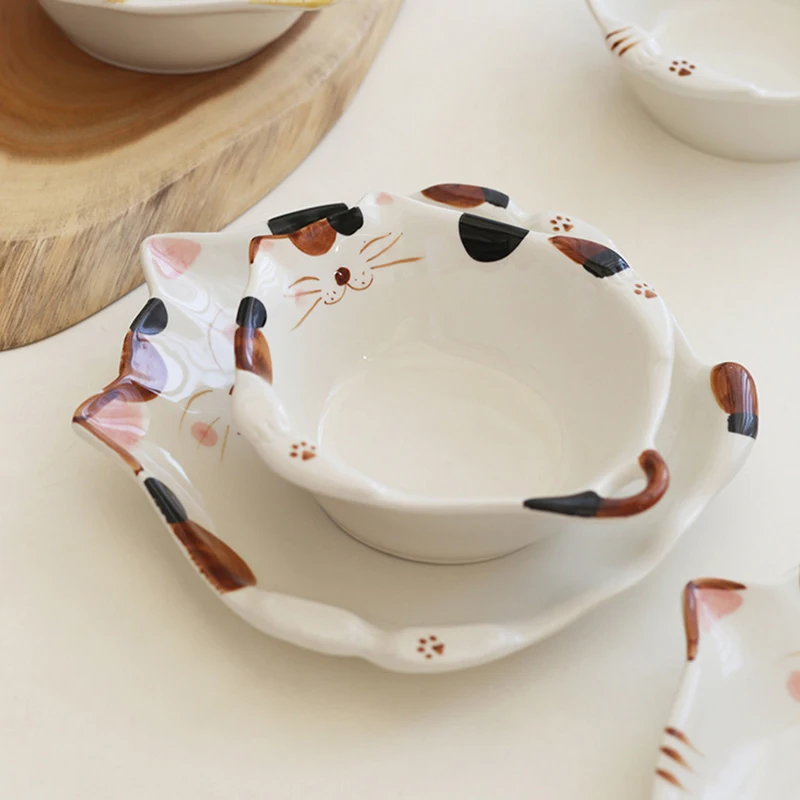 Cartoon Cat Ceramic Bowl Plate - Home Cooking For Cats recension och pris