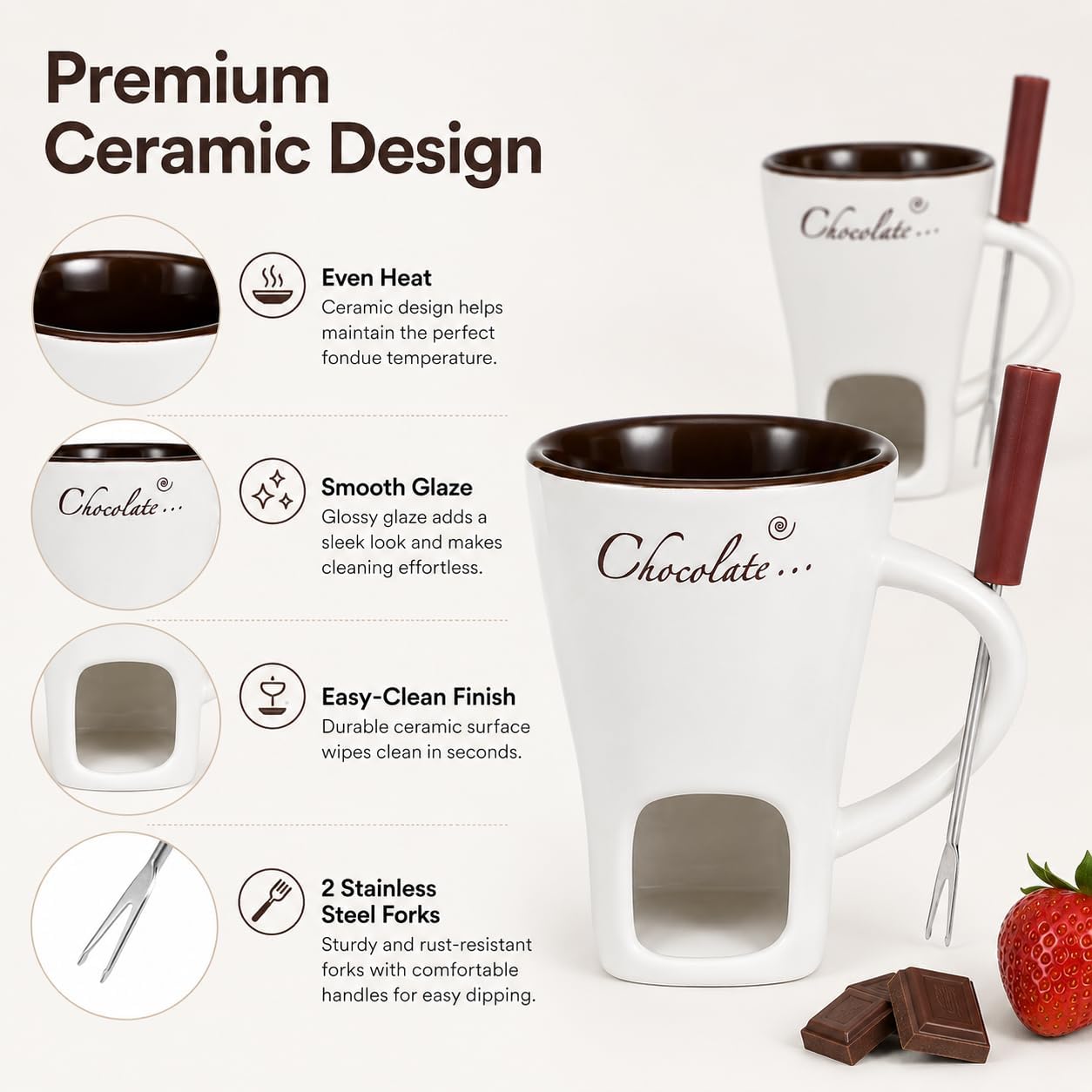 Sweet Ceramic Fondue Cup with  - Fondue Pot Ceramic recension och pris