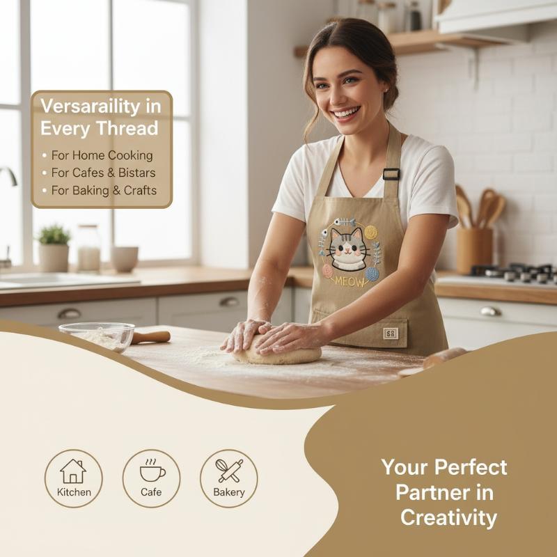Embroidered Cat Kitchen Apron  - Home Cooking For Cats recension och pris