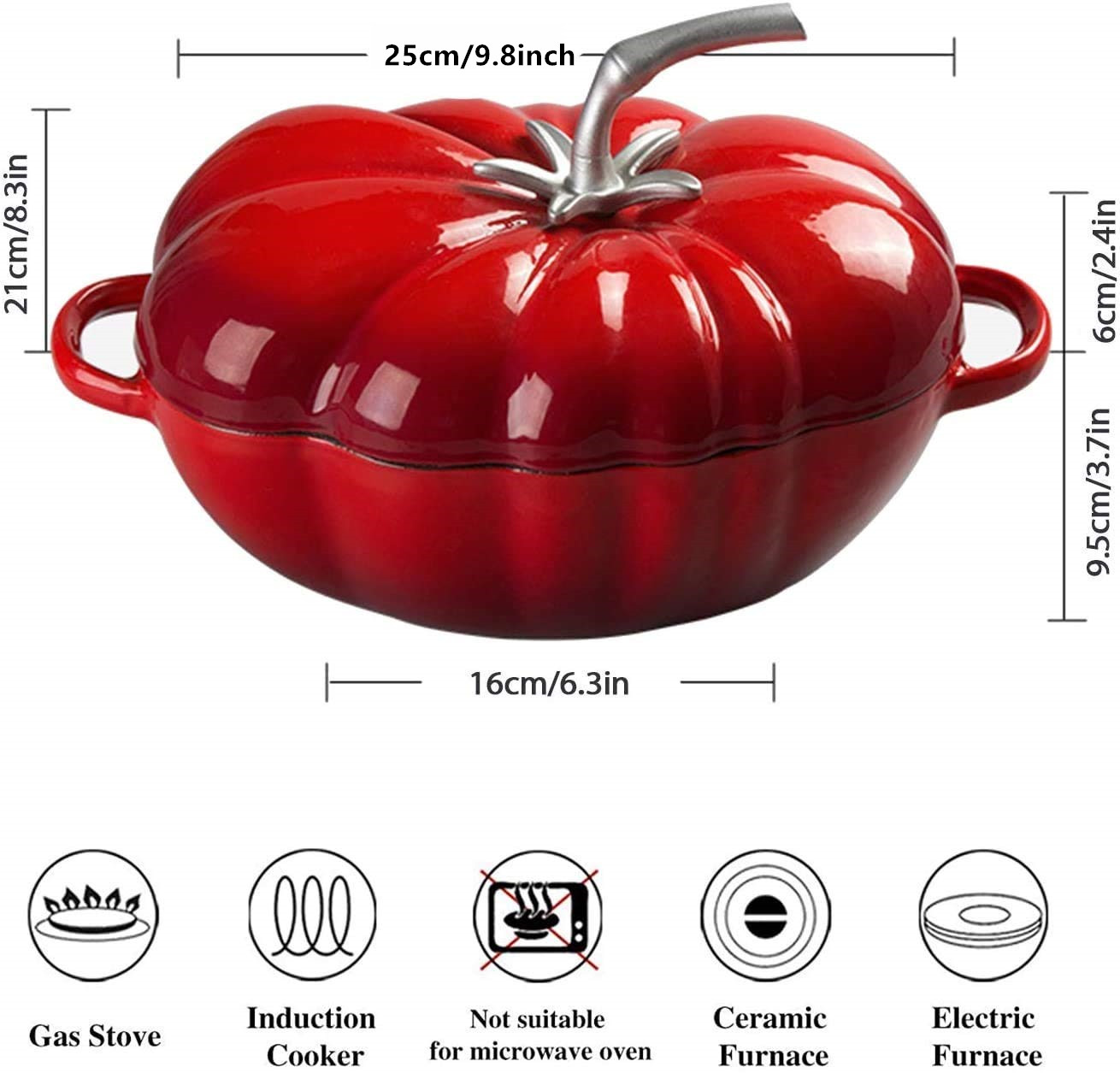 25cm Tomato Enameled Cast Iron - Dosa Pan Iron recension och pris