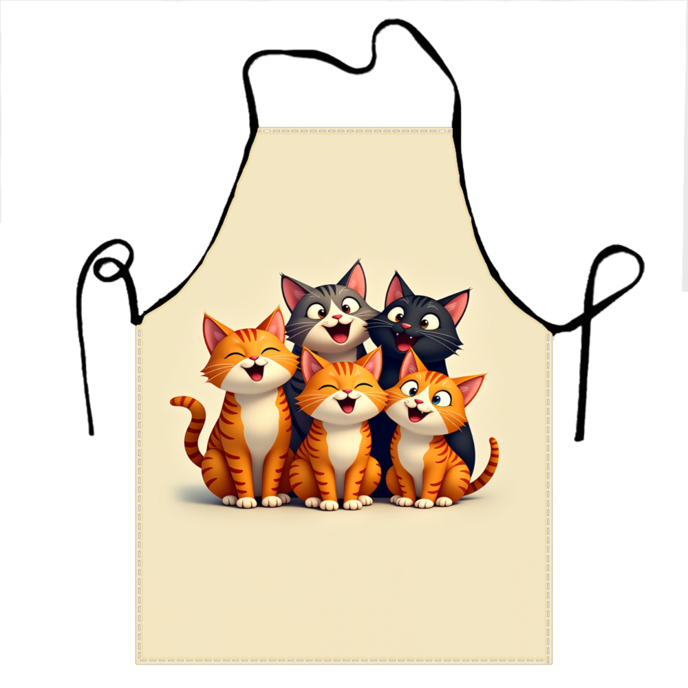 Cute Cat Family Apron Beige Ca - Home Cooking For Cats recension och pris