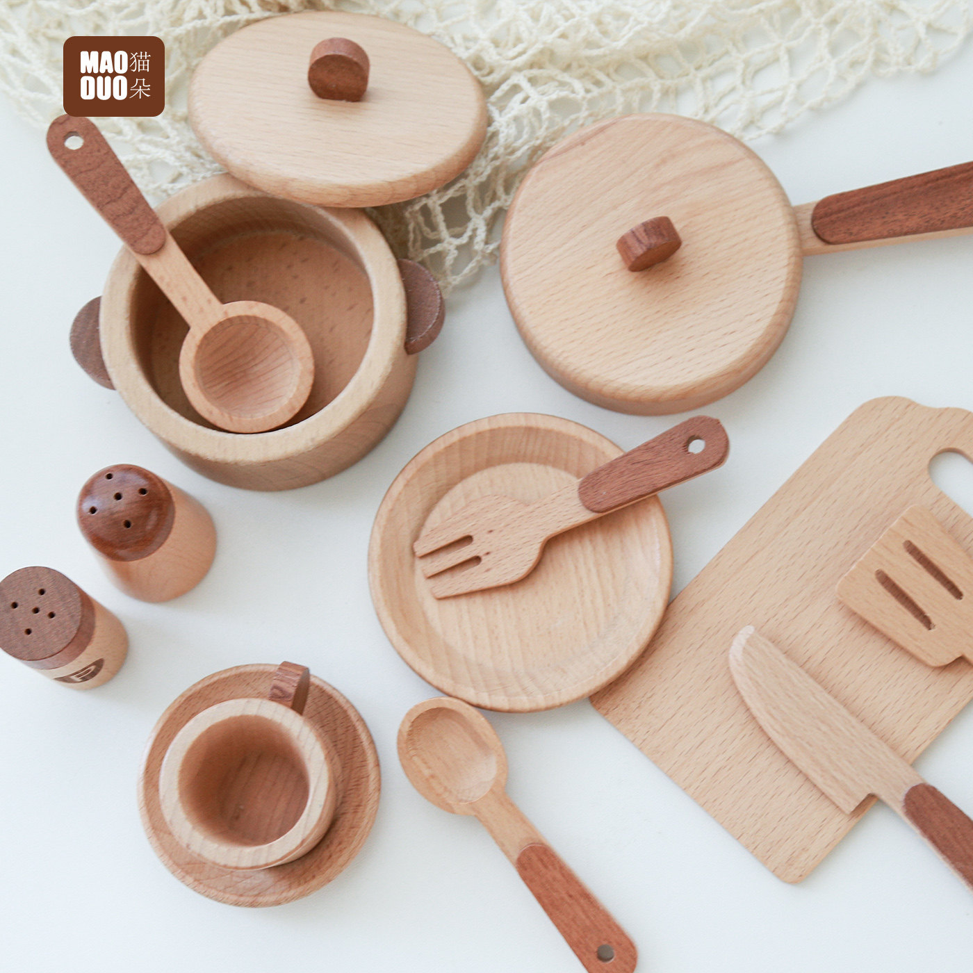 Maoduo Toys Beech Wooden Kids  - Home Cooking Utensils recension och pris