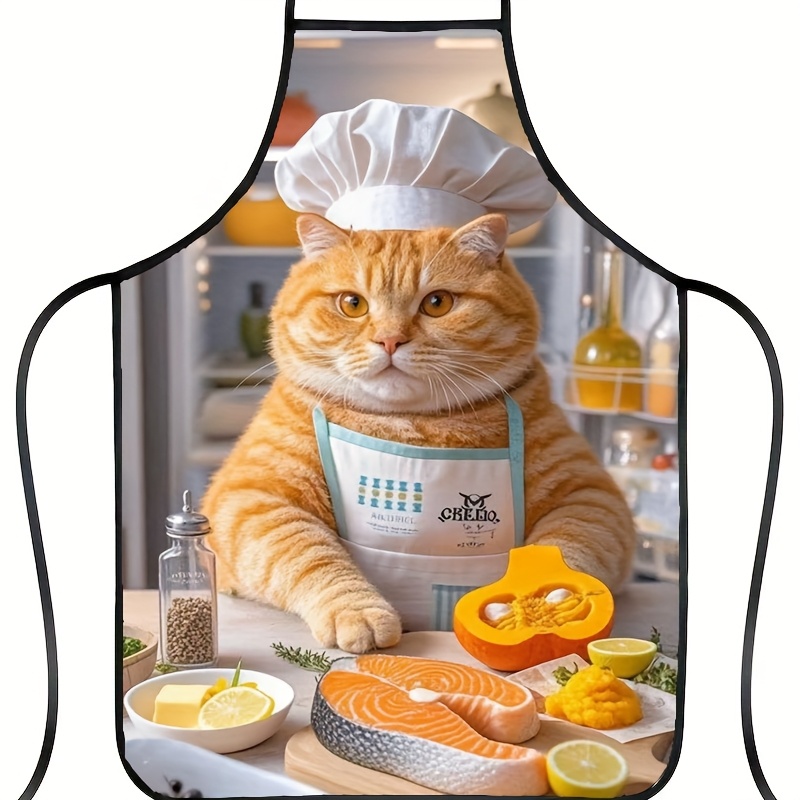 1pc Fun Orange Cat Chef Apron, - Home Cooking For Cats recension och pris